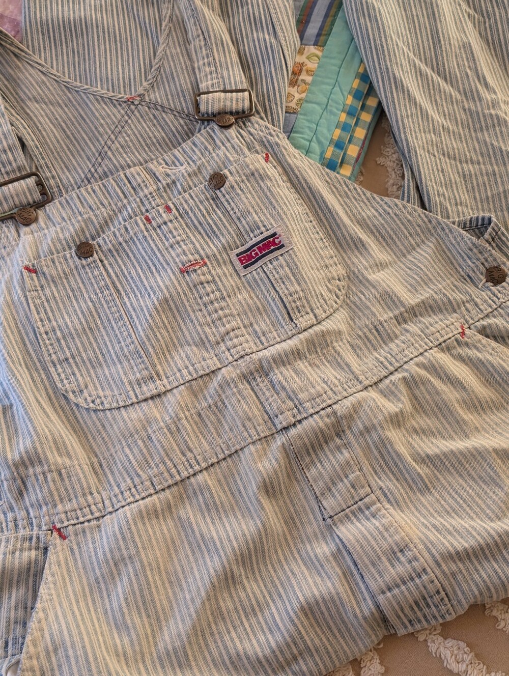 Vintage overalls, Big Mac mens work wear striped overalls, Size XXL